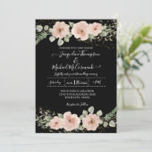 Invitation Roses floraux BOHO Blush Aquarelle Or n Foliage (Debout devant)
