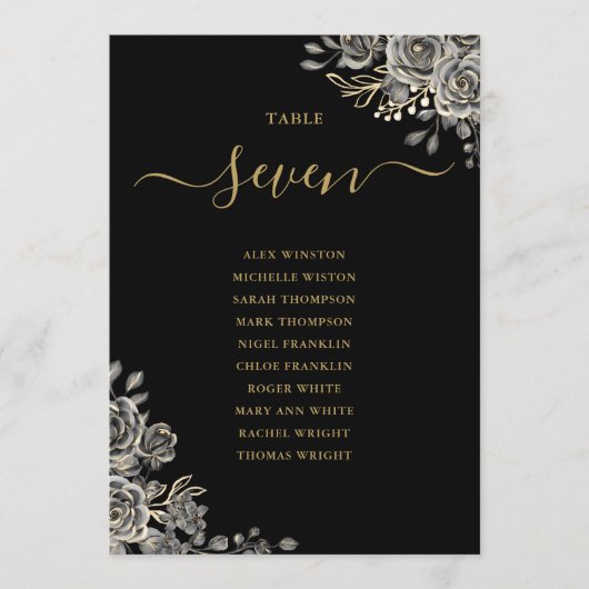 Invitation Roses floraux gothiques Plan de siège Numéro de ta (Devant)