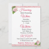 Invitation Roses floraux rose à une fille Baby shower Invitat (Dos)