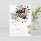 Invitation Roses floraux rustiques et Fête des mariées photo  (Debout devant)