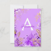 Invitation Roses floraux violets Fête des mariées Monogramme (Dos)