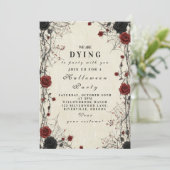 Invitation Roses foncés et webs Halloween la nuit (Debout devant)