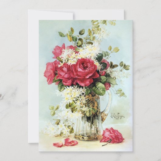 Invitation Roses frais de la Fête de la mariée de jardin (Devant)