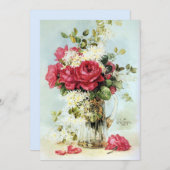 Invitation Roses frais de la Fête de la mariée de jardin (Devant / Derrière)