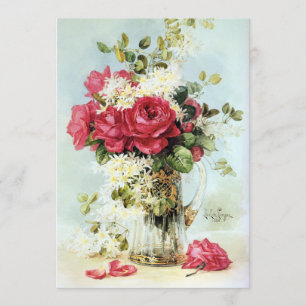 Invitation Roses frais de la Fête de la mariée de jardin