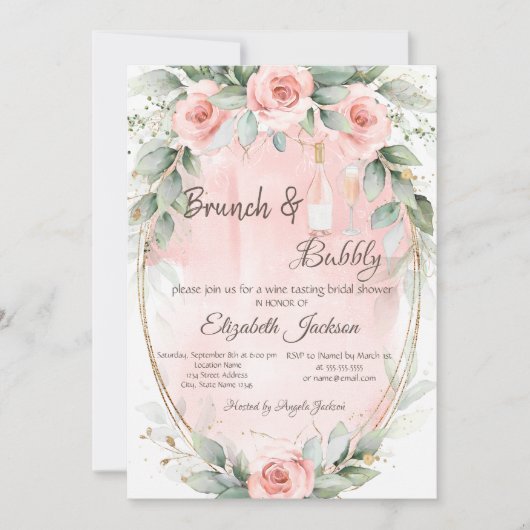Invitation Roses, Frame Brunch & Bubbly Réception de Mariage (Devant)