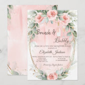 Invitation Roses, Frame Brunch & Bubbly Réception de Mariage (Devant / Derrière)