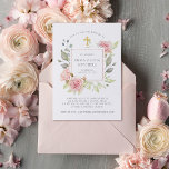 Invitation Roses généreux | Élégant Baptême floral rose<br><div class="desc">Ces belles et élégantes invitations Baptême présentent un cadre de beaux roses d'aquarelle rose avec des accents feuille vert et faux rose or, et texte gris doux sur un arrière - plan blanc propre pour un look qui réussit à la fois tendance et vintage inspiré. Il y a aussi une...</div>