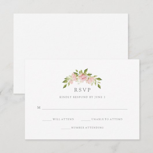 Invitation Roses généreux | Elégant mariage rose floral RSVP (Devant / Derrière)