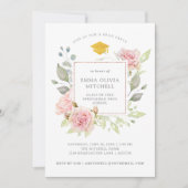 Invitation Roses généreux | Pink Floral Graduation Party (Devant)