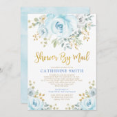Invitation Roses Gold Soft Blue par Mail Virtual (Devant / Derrière)