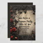 Invitation Roses gothiques, Parti d'Halloween (Devant / Derrière)