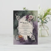 Invitation Roses gothiques violettes foncées pour mariage d'H (Debout devant)