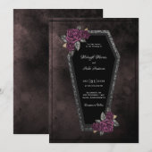 Invitation Roses gris-noir café Éparké Mariage d'Halloween (Devant / Derrière)