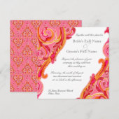 Invitation Roses indien modernes de mandarine de coeur de (Devant / Derrière)