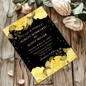 Invitation Roses Jaunes Bordure Mariage Floral