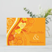 Invitation Roses jaunes de mariage oranges (Debout devant)