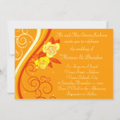 Invitation Roses jaunes de mariage oranges (Dos)