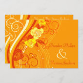 Invitation Roses jaunes de mariage oranges (Devant / Derrière)