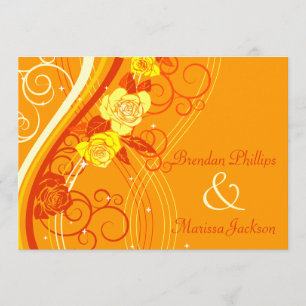 Invitation Roses jaunes de mariage oranges