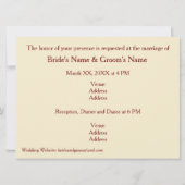 Invitation Roses Jaunes d'ivoire Élégant Mariage Horizonal (Dos)