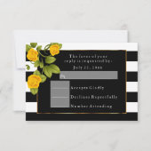 Invitation Roses jaunes sur rayures noires et blanches (Devant)