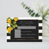 Invitation Roses jaunes sur rayures noires et blanches (Debout devant)