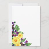 Invitation Roses jaunes | Violets Boho Fête des mariées flora (Dos)