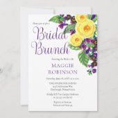 Invitation Roses jaunes | Violets Boho Floral Bridal Brunch (Devant)