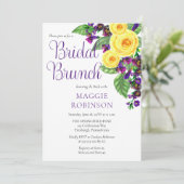 Invitation Roses jaunes | Violets Boho Floral Bridal Brunch (Debout devant)