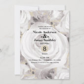 Invitation Roses Kraft Rustiques Blanches pour Mariage d'Hive (Devant)