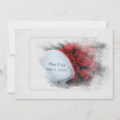 Invitation roses mariages et coeur de glace dans cadre textur (Devant)