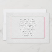 Invitation roses mariages et coeur de glace dans cadre textur (Dos)