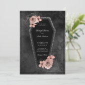 Invitation Roses noir café étincelle Mariage d'Halloween (Debout devant)