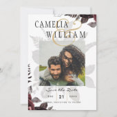 Invitation Roses noires bordeaux foncé Mariage Automne Hiver (Devant)