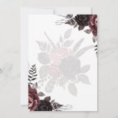 Invitation Roses noires bordeaux foncé Mariage Automne Hiver (Dos)