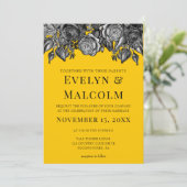 Invitation Roses noires et blanches Mariage Goldenrod (Debout devant)