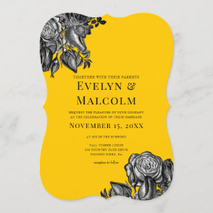 Invitation Roses noires et blanches Mariage Goldenrod