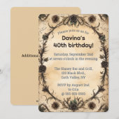 Invitation Roses Noires Goth Éditable (Devant / Derrière)