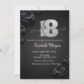 Invitation Roses Noires Gothique 18 Ans (Devant)