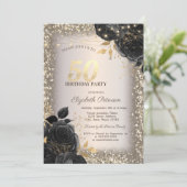 Invitation Roses Noires, Lumières Cadre Pailletant 50e Annive (Debout devant)