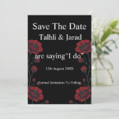 Invitation Roses Noires & Rouges Gothiques Annonce de Date de (Debout devant)