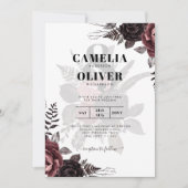 Invitation Roses noirs de Bourgogne foncée Mariage automne hi (Devant)