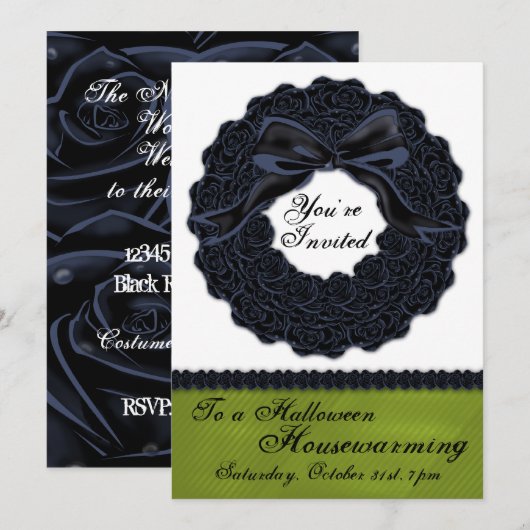 Invitation Roses noirs élégants (Devant / Derrière)