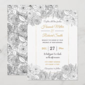 Invitation Roses noirs et fleurs de Marigold (Devant / Derrière)