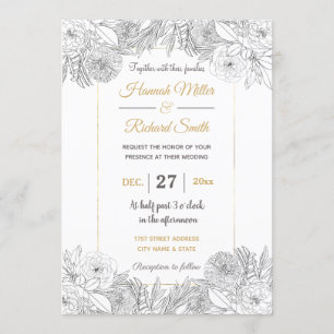 Invitation Roses noirs et fleurs de Marigold
