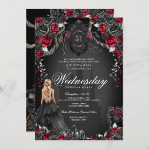 Invitation Roses noirs rouges Quinceanera Gothique Halloween