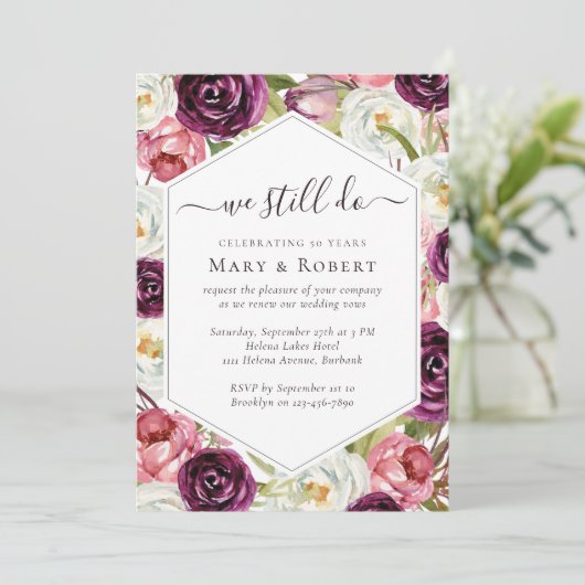 Invitation Roses Nous faisons encore Vow Renouvellement 50e M (Debout devant)