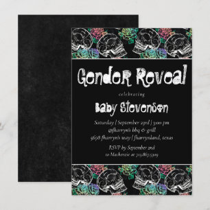 Invitation Roses Ombre crâne sucre   Pastel Genre Revela