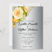 Invitation Roses or et Mariage argent (Devant)